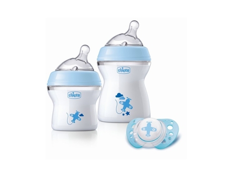 Conjunto CHICCO de Biberones y Chupete Azul