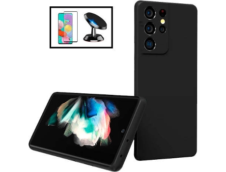 Kit Carcasa + Protector de Pantalla GorilaGlass + Soporte Magnético Samsung Galaxy S22 Ultra 5G G4M Negro