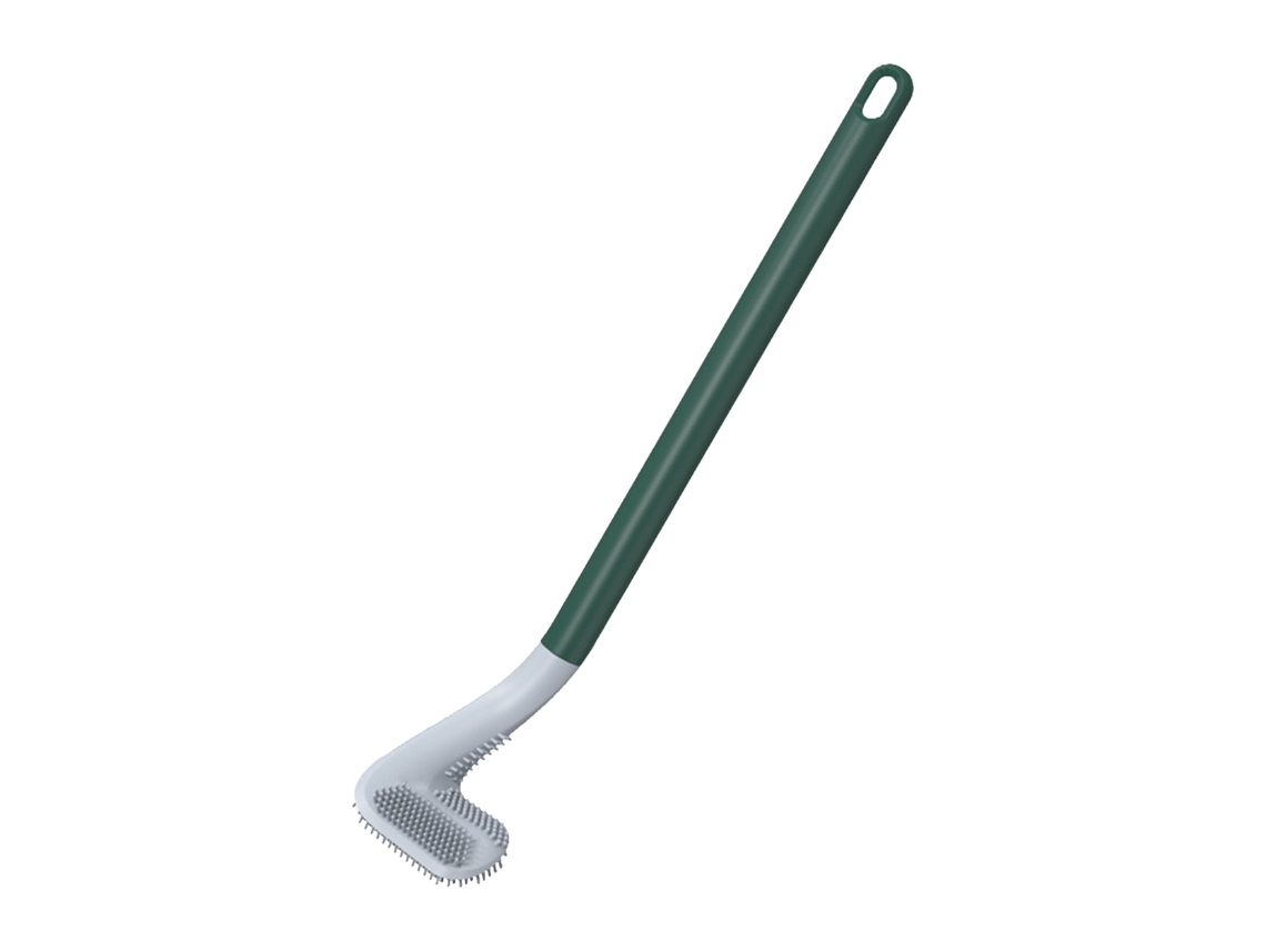 JILLIOPER Juego de cepillo de inodoro con soporte, cepillo de inodoro de mango largo, sin esquinas muertas, cepillo limpiador de inodoro flexible de golf con di