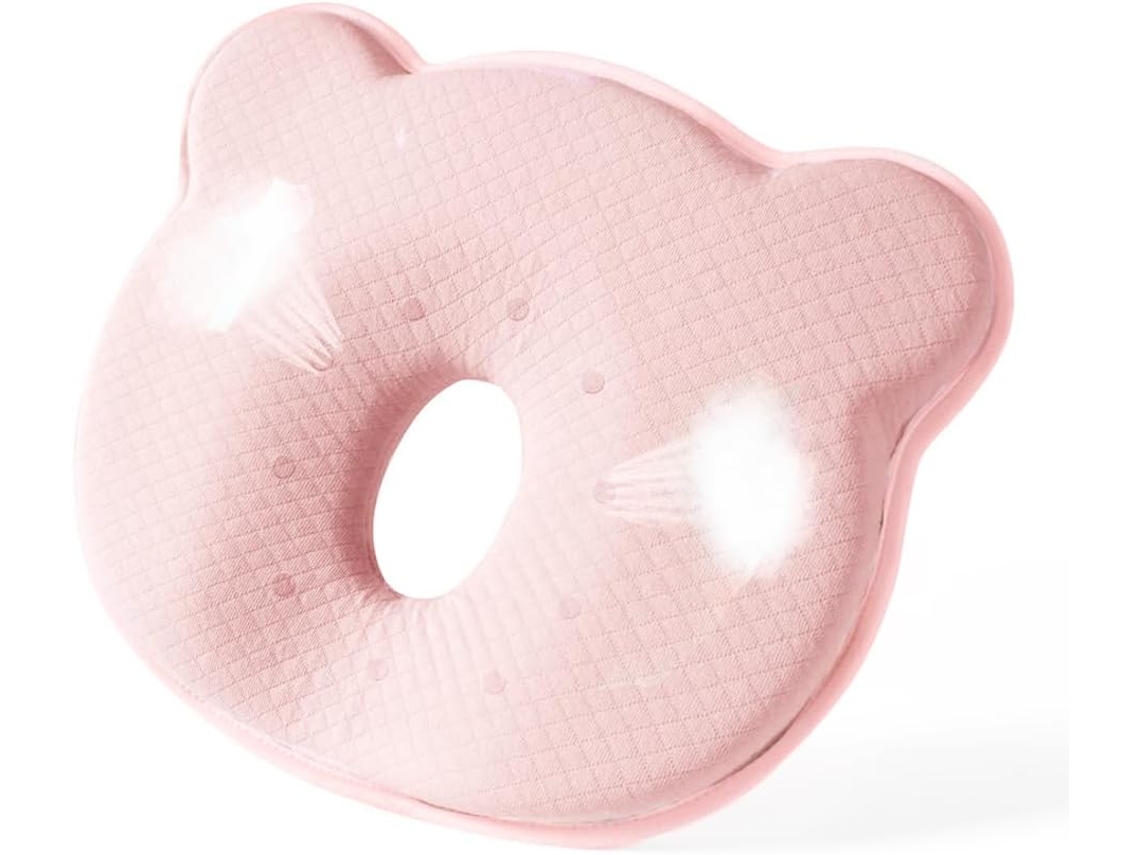 Almofada Rosa – Espuma Memória, Suporte Pescoço, Recém Nascido