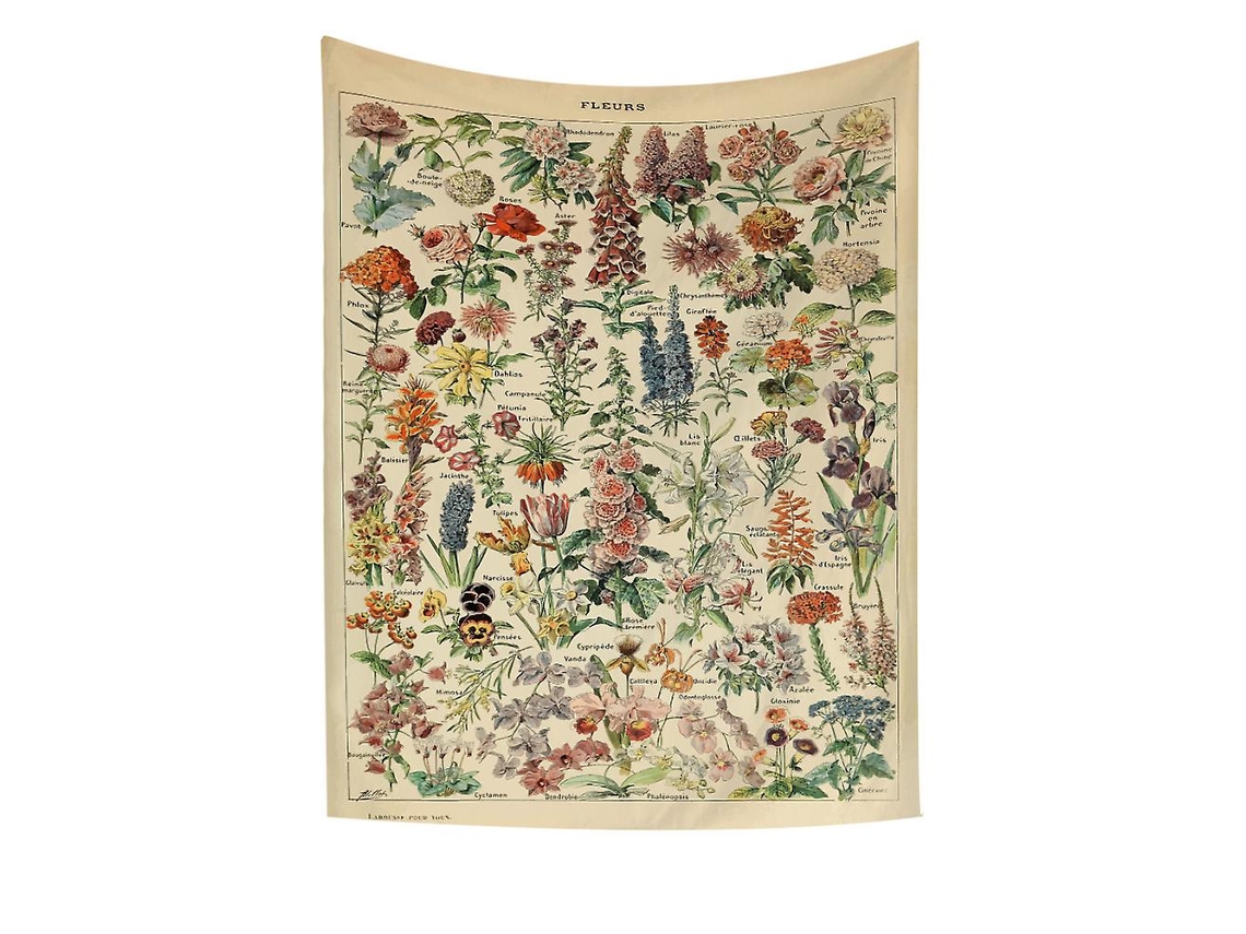 Rebe-tapestry De Plantas Y Flores Pared Colgante Arte Botánico Decoración Boho 150x130cm