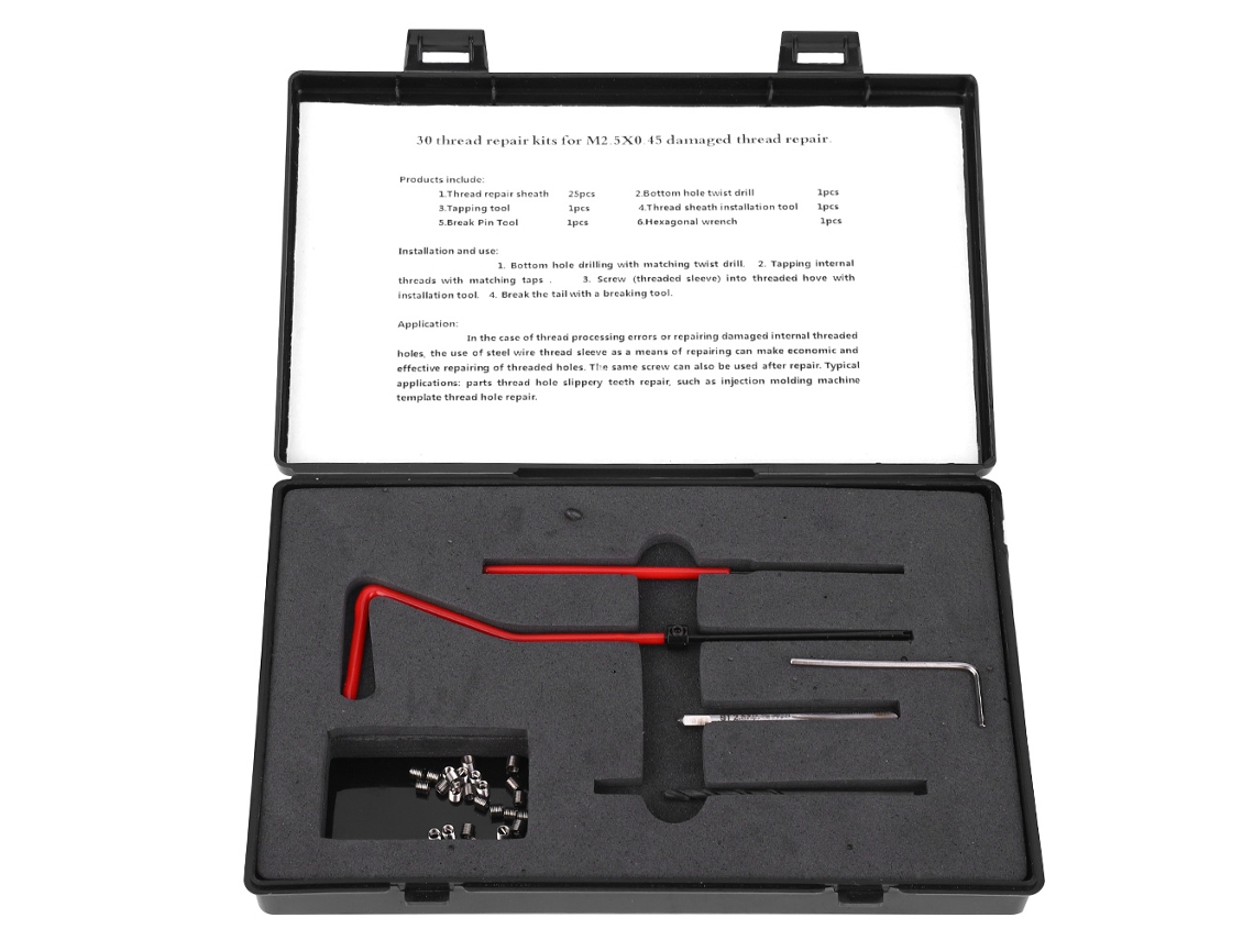 2026velora-kit De Reparación De Hilos M2.5x0.45 Acero Inoxidable 30 Piezas Herramienta De Rehilado Para Hilos Femeninos