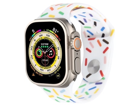 Correa de reloj inteligente de silicona Rainbow Raindrops para Apple Watch Ultra 2 49 mm (blanco)