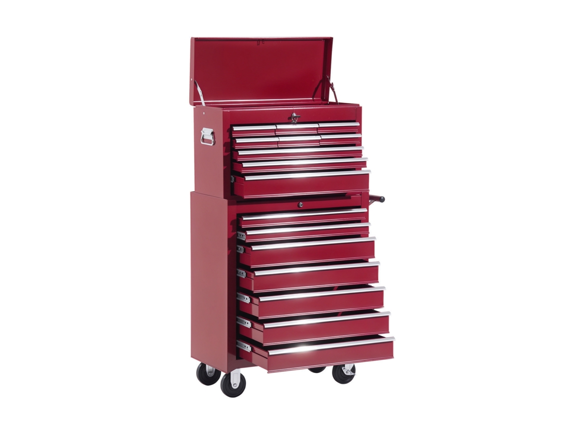 Carro De Taller Rojo Con Cajones Y Compartimentos.