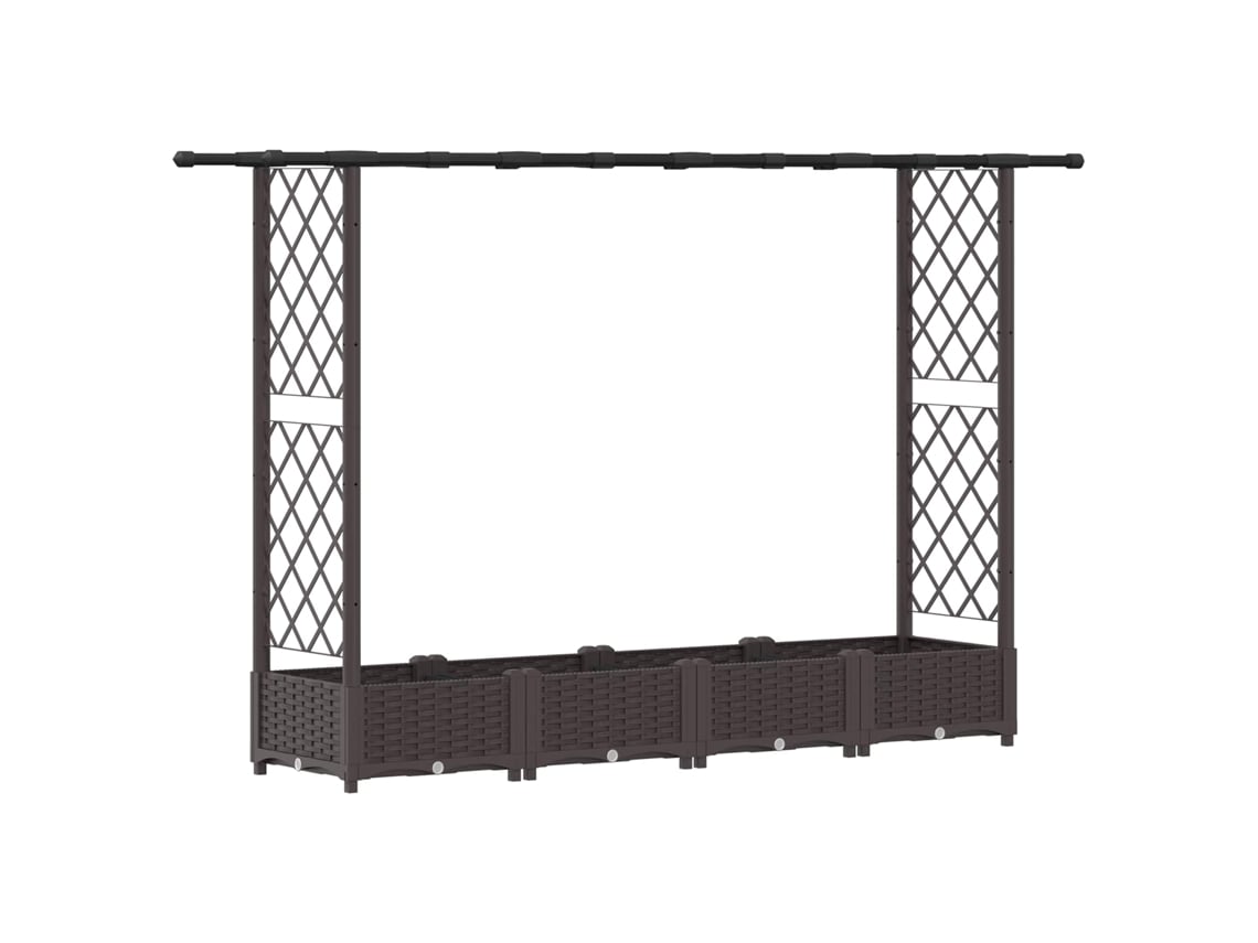Cama elevada Vidaxl con estructura de soporte y techo marrón 203 x 40 x 123 cm