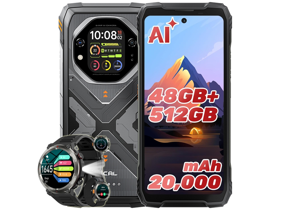 Smartphone Oscal Tank 1 + W50pro (6,78'' - 48 Gb - 512 Gb - 20000 Mah - Laranja)
