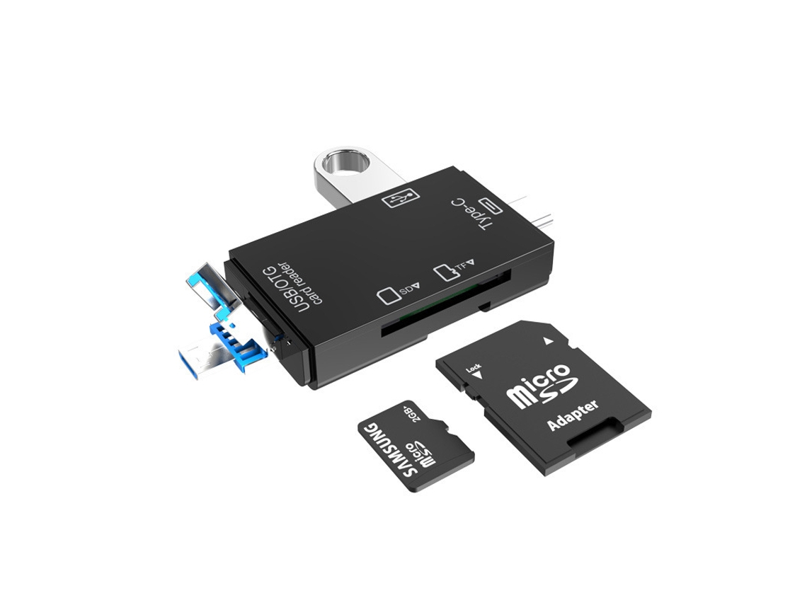 Lector de tarjetas tipo C a SD/TF/OTG Adaptador tipo C multifuncional 6 en 1 Negro Cuich