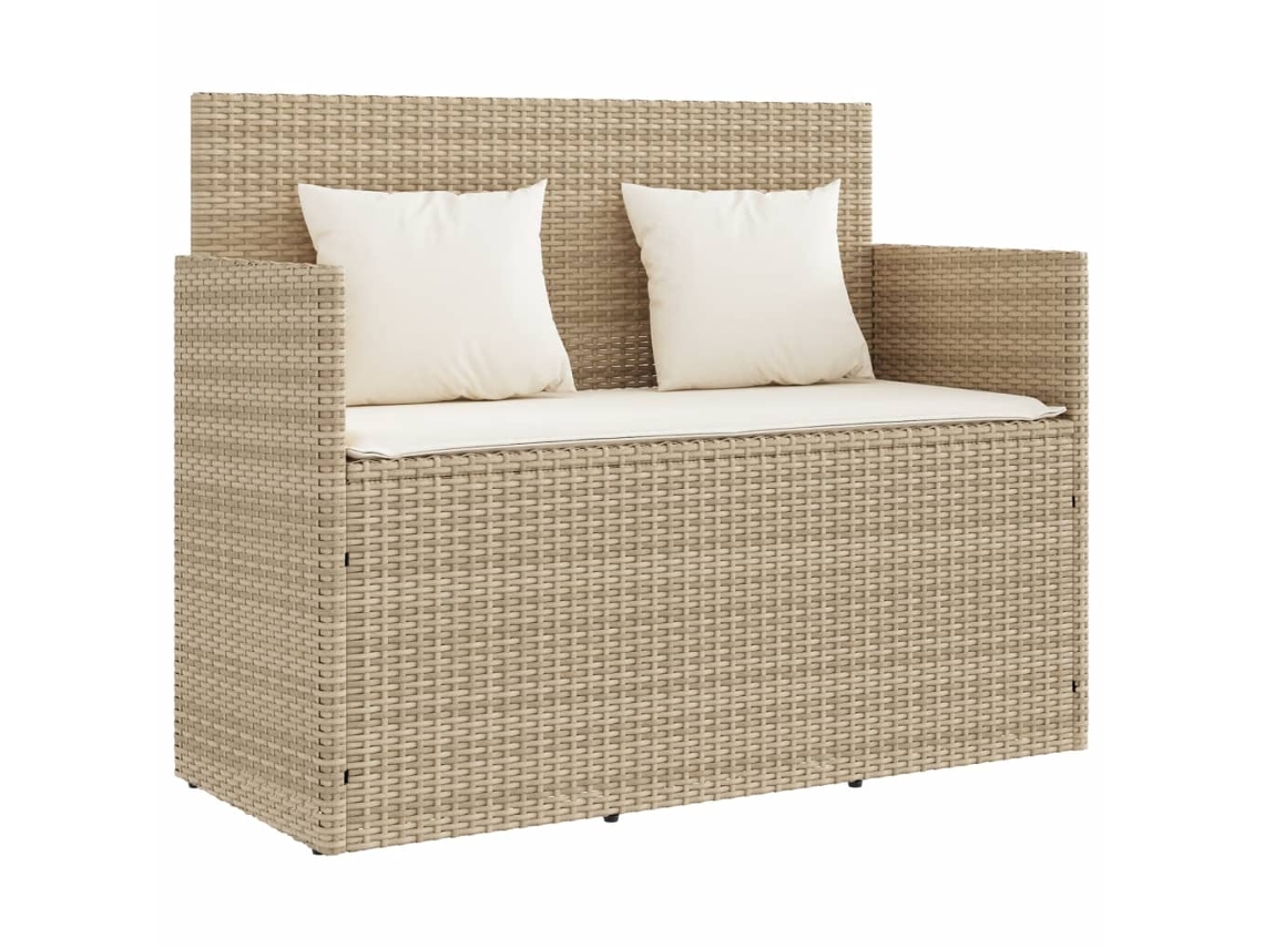 Banco de jardín VIDAXL con cojines ratán sintético beige