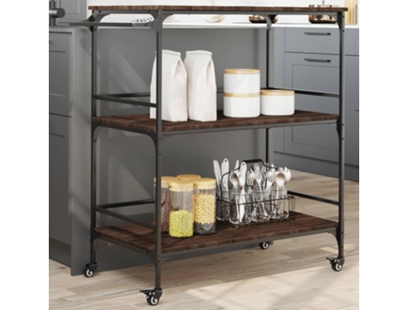 Carrito de cocina madera ingeniería marrón roble VIDAXL (100,5x50x105cm)