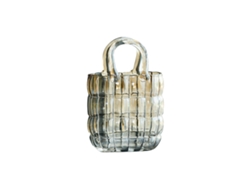 Jarrón Baok de cristal transparente con forma de cartera, ideal para arreglos florales, acuarios y salones con un toque creativo.
