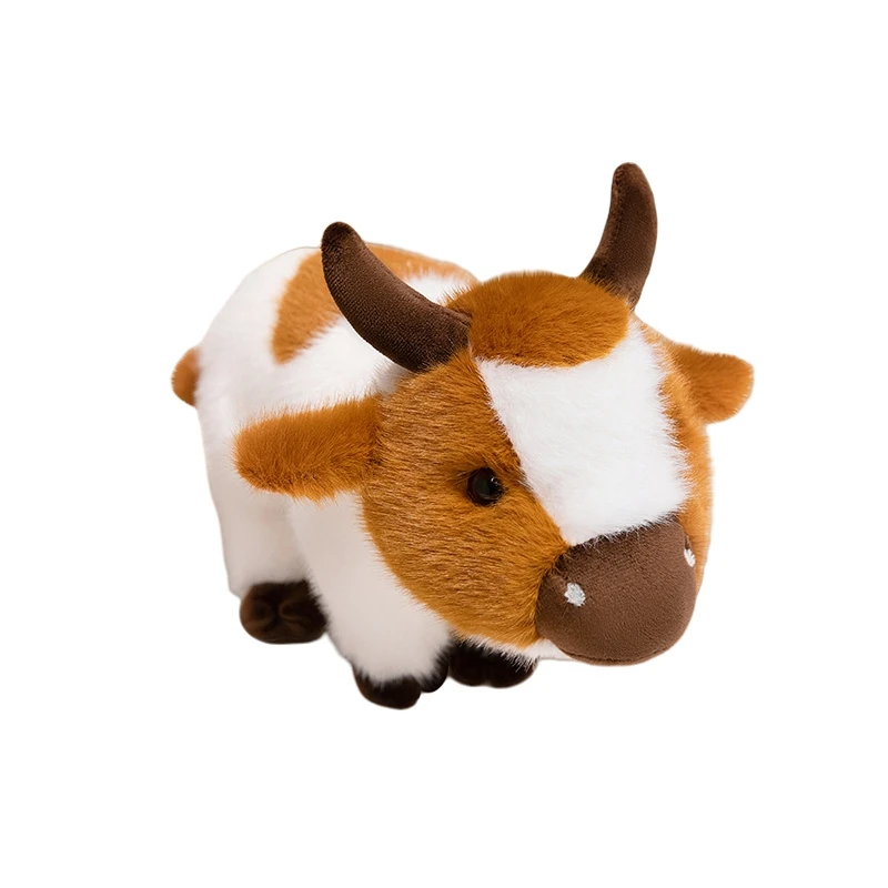 (marrón Y Blanco, 30 Cm) Peluche Realista De Vaca, Peluche Suave De Ternero