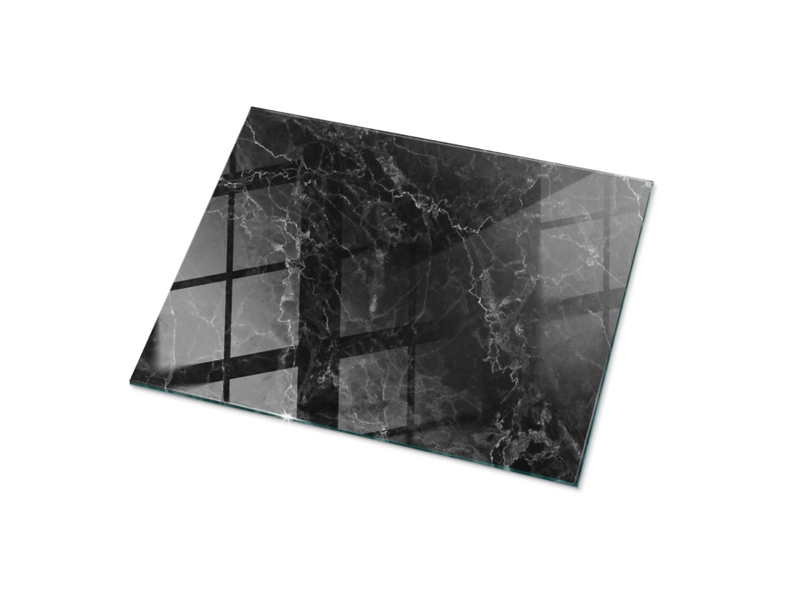 Tapa De Mesa Rectangular Espelharte (80x60 Cm - Patrón De Mármol Con Vetas - Negro)