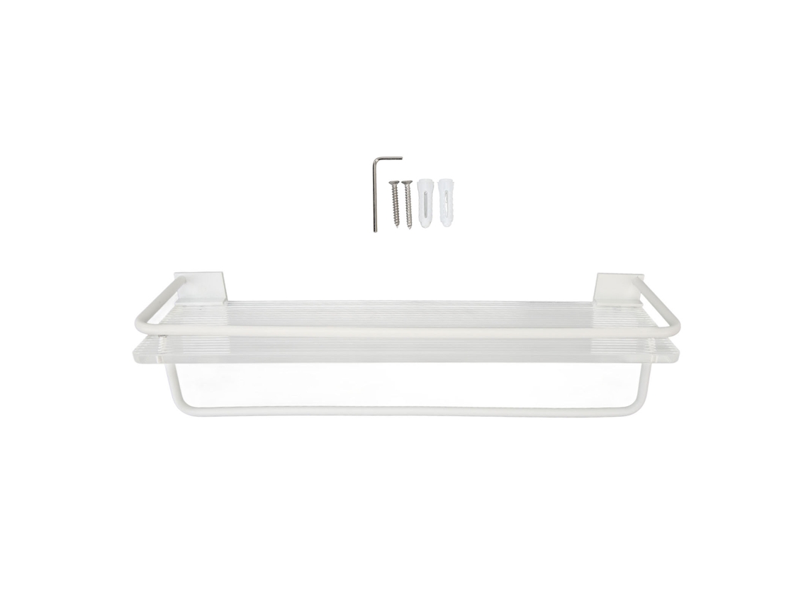 Estante de pared para baño, acrílico y aluminio sin taladros con espacio, estantes flotantes para baño en casa, varilla