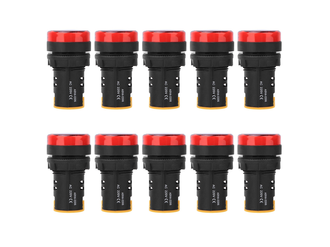 10 Unidades De Indicador Led De Encendido Ad16-22d/s, Carcasa De 22 Mm, Ignífugo, Rojo, Azul, Verde, Amarillo.