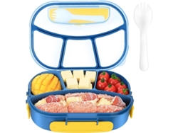 Fiambrera Rebe-bento de 1800 ml para adultos y niños, 4 compartimentos, hermética, apta para microondas, lavavajillas y congelador, libre de BPA, color azul.