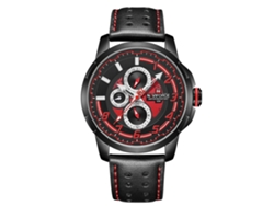 Reloj De Cuarzo Para Hombre Naviforce Con Correa De Pu, Casual Y De Negocio, Negro Y Rojo