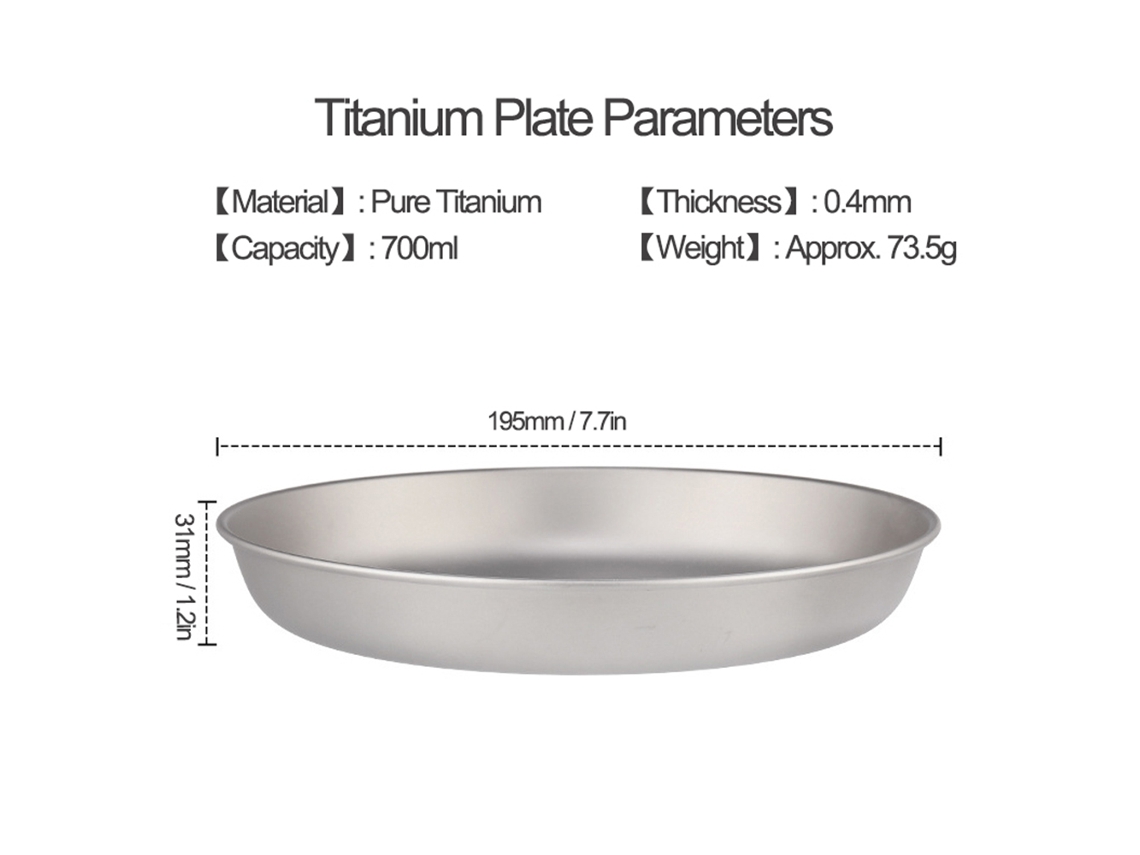 Plato Ultraligero De Titanio De 700 Ml Para Camping, Senderismo, Picnic, Barbacoa, Sartén De Titanio