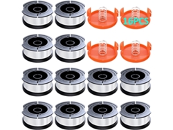 Paquete De 12 Carretes De Hilo Con 4 Tapas Para Desbrozadora Black+decker Af-100-3zp Henten Home