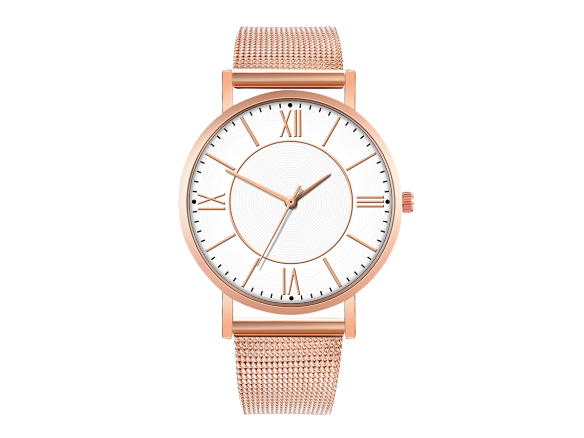 Reloj De Moda Para Parejas Con Correa De Malla Dial Redondo Cuarzo Unisex