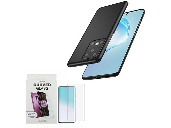 Kit Carcasa y Protector de Cristal Templado Samsung Galaxy S20 Ultra Slim Negro