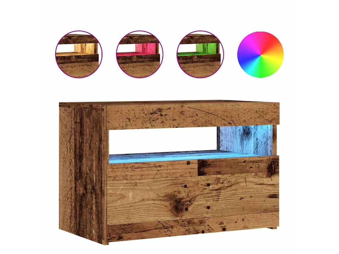 Maison Exclusive - Mueble Tv Luces Led Madera Ingeniería Envejecida 60x35x40 Cm