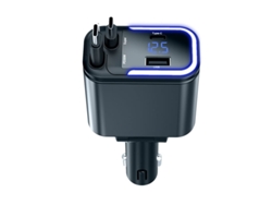 Cargador Coche 5 En 1 180w Qc3.0 Cables Retráctiles Lightning+usb-c, Pantalla Digital Luz Led Ambiental Entrada Dc12-30v