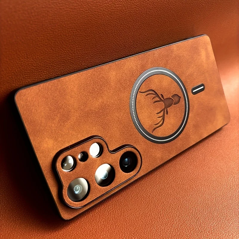 (galaxy S24 Fe Naranja) Compatible Con Fundas Protectoras De Imitación De Cuero De Samsung, Admite Carga Inalámbrica Magnética Magsafe.