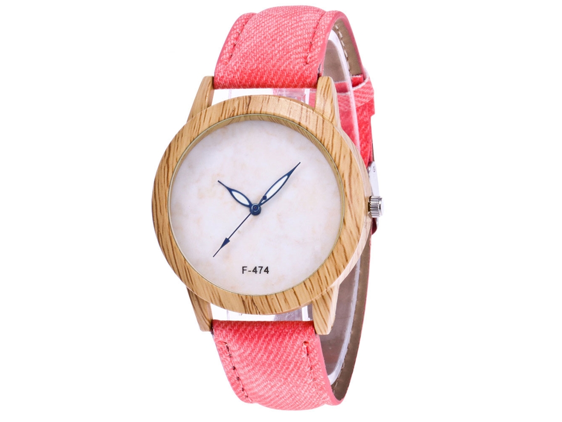 Pulsera De Reloj Para Parejas Con Correa De Cuero, Diseño Sencillo En Rosa.