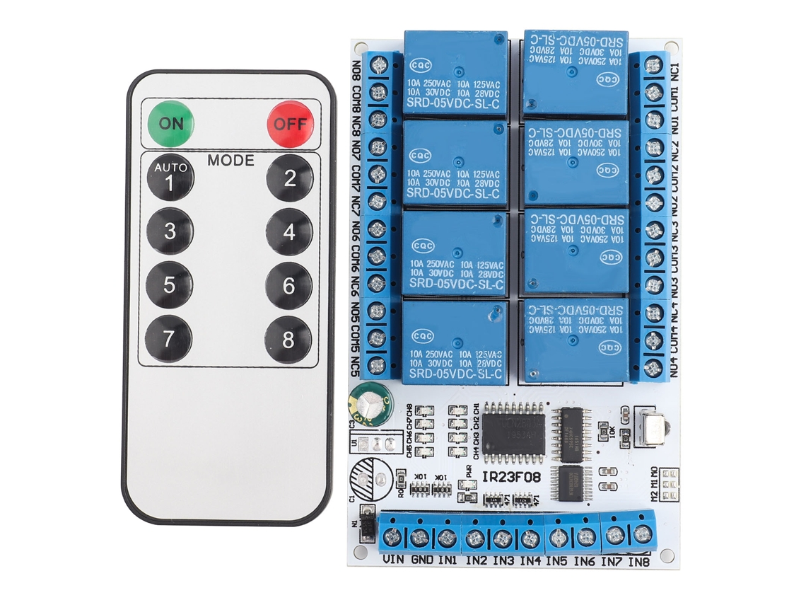 Relé Multifuncional De Control Remoto Infrarrojo De 8 Canales Y 5 V Con Control Remoto.