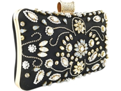 Bolso De Mano Negro De Noche Decorado Con Perlas Y Cristales, Bolso De Mano Para Mujer, Estilo