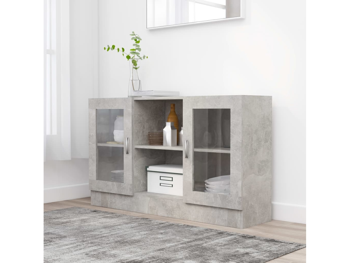 Vitrina De Madera De Ingeniería Gris 120x30,5x70 Cm