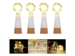 Luces Para Botellas De Vino, Recargables Por Usb, 15 Led Con Tapón Para Decoración Navideña, De Bodas Y Fiestas (blanco Cálido, 4 Unidades).