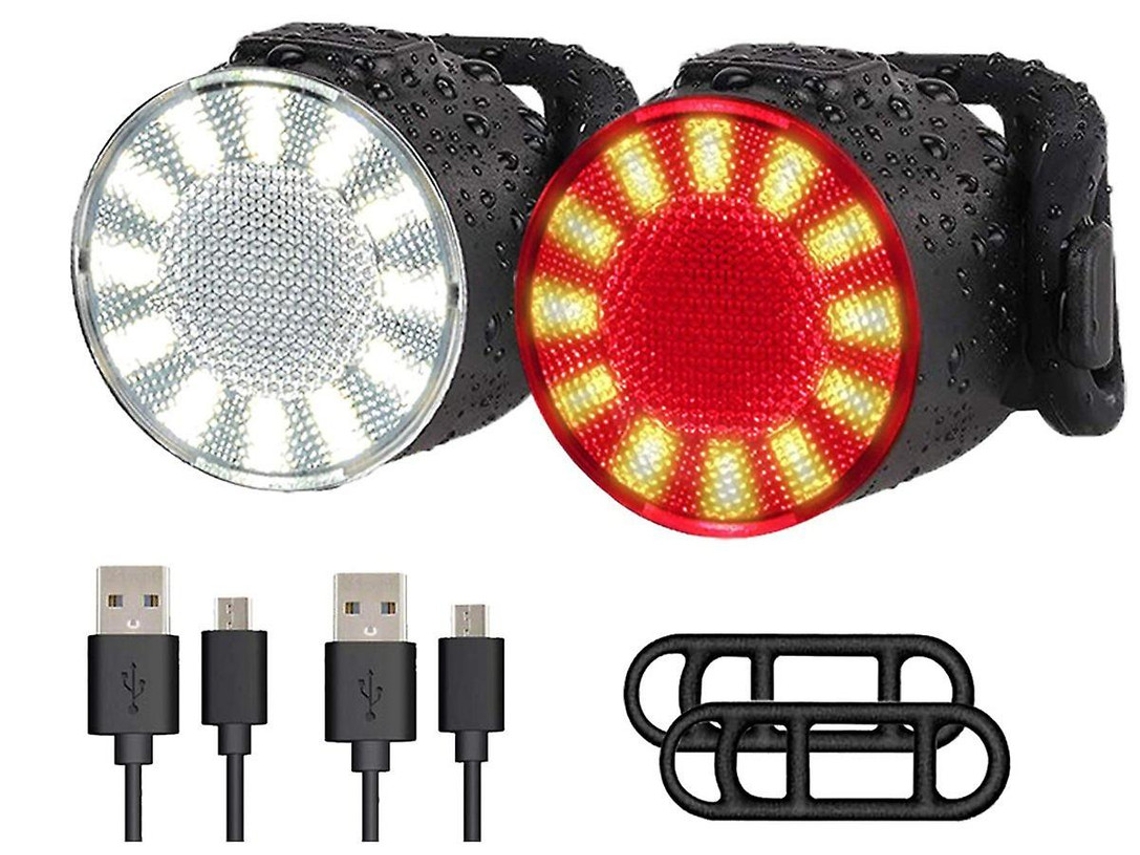 Conjunto Luz Bicicleta 4/6modos Ipx5 Mtb/carretera Negro Yizhood