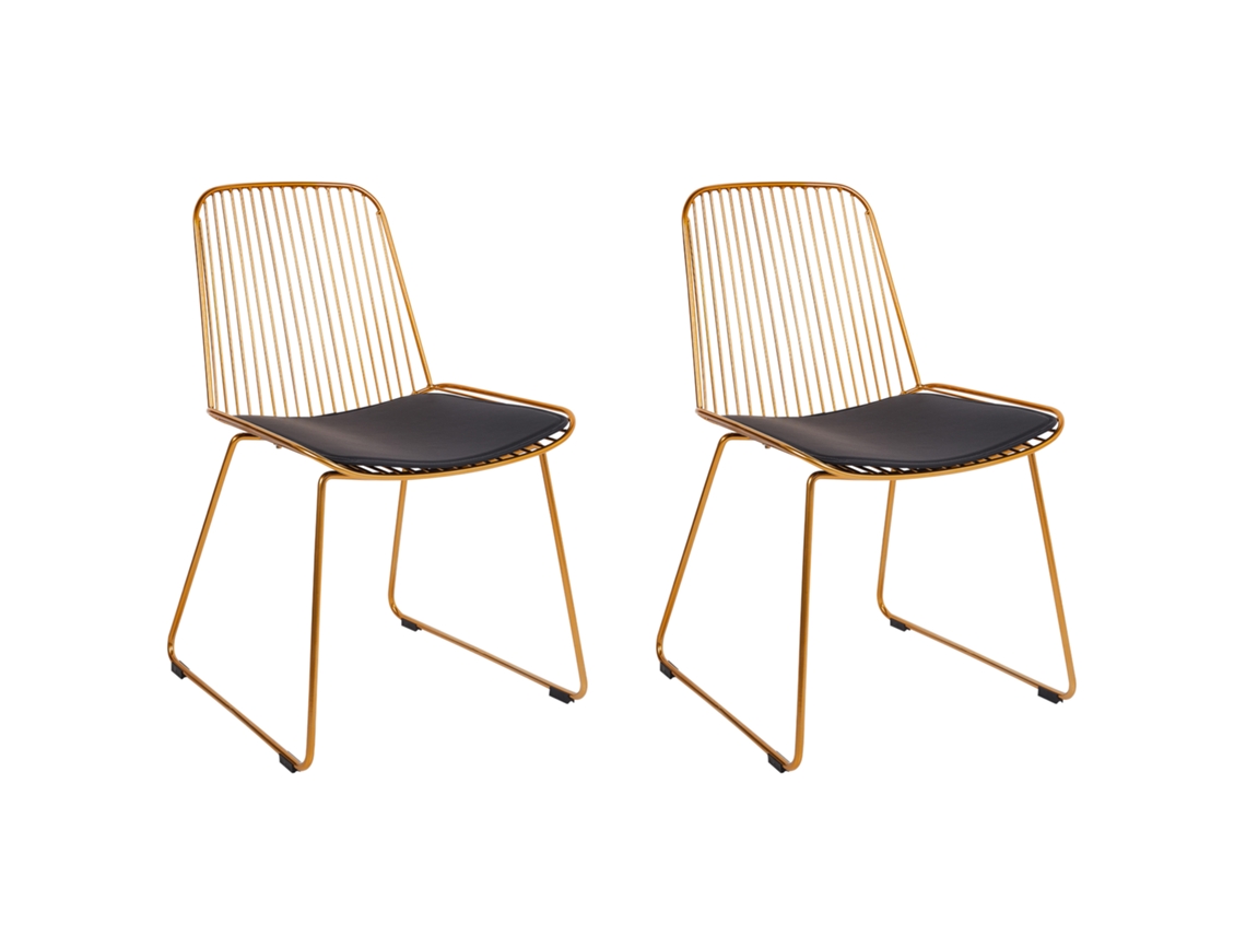 Conjunto de 2 cadeiras de refeição de estilo glam BELIANI Pensacola de Aço Dourado 52x57x83