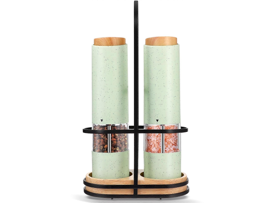 Juego de 2 molinillos eléctricos ajustables de sal y pimienta con soporte - Accesorios de cocina Rosewell