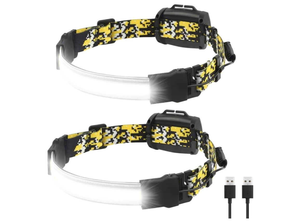 Linterna frontal recargable Yunzii con 2 paquetes de luces negras de 230 mm de ancho