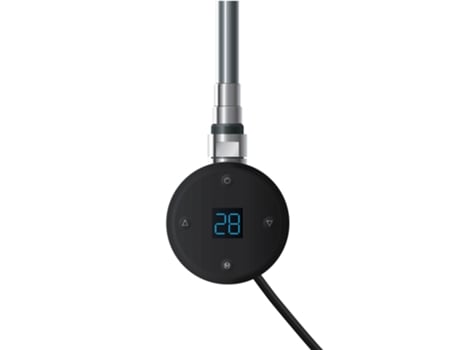 Elemento calefactor para radiador de baño 600W negro mate con termostato Pantalla LCD control de temperatura y temporizador LUXEBATH