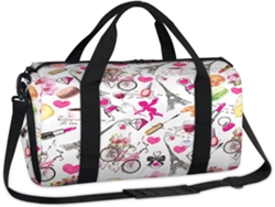 Bolso de mano de marca romántica con estampado de la Torre Eiffel, 45x21x23cm, tejido de poliéster.