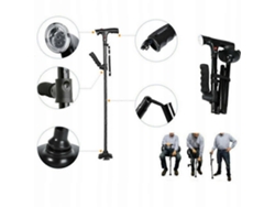 Bastón multifuncional con linterna LED, bastón plegable, advertencia