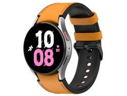 Correa de reloj inteligente para Samsung Galaxy Watch5 de 44 mm / 40 mm con hebilla de cuero de silicona negra, Talla: S (amarillo)
