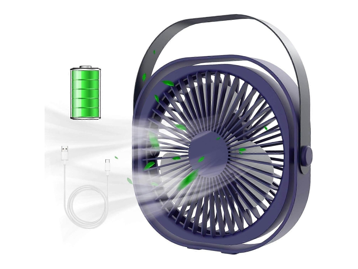 Mini Ventilador De Escritorio, Funcionamiento Silencioso, 3 Velocidades, Portátil, Recargable Por Usb.