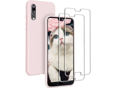 Carcasa + Protector Huawei P20 2* HONGWE. Rosa