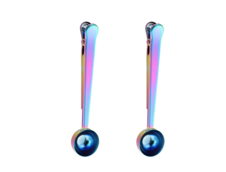 2 cucharas de café y té de acero inoxidable, ideal para medir café, té, polvo de proteína (colorido)