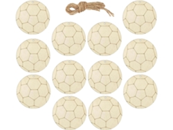 Juego de 30 adornos rústicos de madera con forma de balón de fútbol, bordes pulidos y detalles de cuerda para fiestas y cumpleaños - GOKOCO