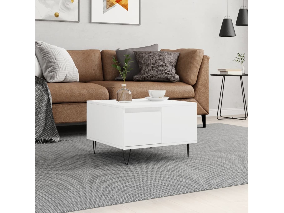 Mesa De Centro Madera Contrachapada Blanco 55x55x36,5 Cm