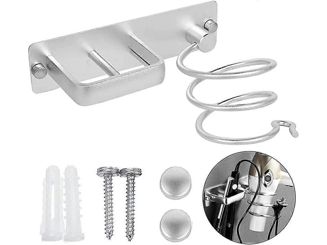 Soporte de pared de aluminio para secador de pelo, plancha y cepillo con organizador de cables. Ideal para guardar secadores de pelo, GOKOCO
