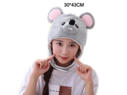 Gorro adorable con forma de BJ y orejeras, abrigo de felpa suave relleno de algodón PP, abrigo de invierno completo.