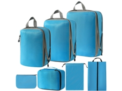 Bolsa de almacenamiento de compresión, juego de 7 piezas, bolsa de viaje ligera, color azul marino