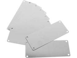 Juego de 10 placas de identificación de acero inoxidable, placas rectangulares en blanco de 100 x 50 mm con 4 orificios.