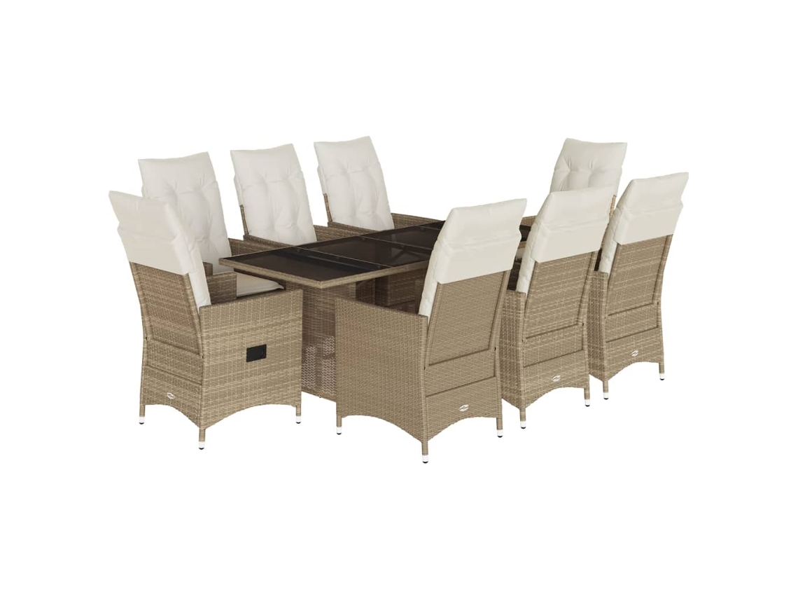 Maison Exclusive - Set Comedor De Jardín 9 Pzas Con Cojines Ratán Sintético Beige